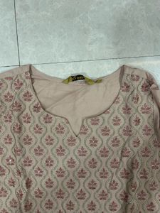 Elegant Beige Embroidered Kurta
