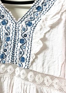 White Embroidered Mini Dress