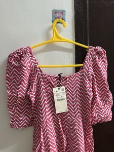 Zara Pink Chevron Print Dress