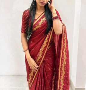 Elegant Red & Gold Silk Saree