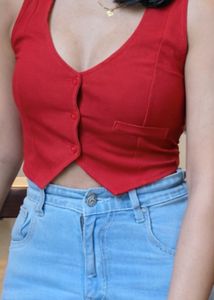 Red Cropped Vest Top