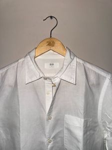 Uniqlo Linen White Short Sleeve Shirt