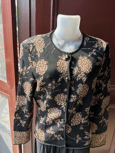 Chic Leopard Floral Print Jacket