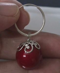 Burgundy Ball Hoop Earrings 925 silver