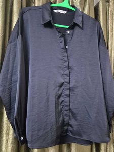 Zara Satin Button-Up Shirt