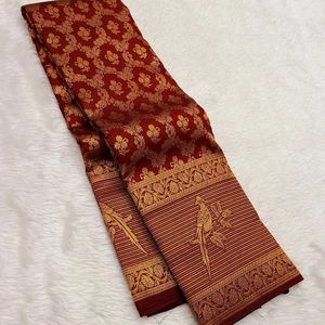 Elegant Red & Gold Banarasi Silk Saree