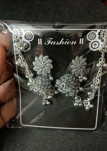 jhumka with hair chain