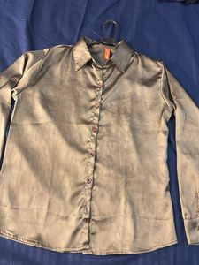 Satin Button-Up Shirt