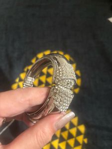 Sparkling Bow Bangle Bracelet