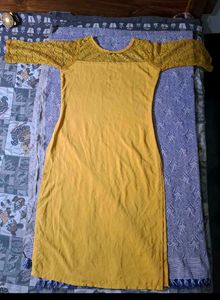 Yellow Lace Sleeve Kurti