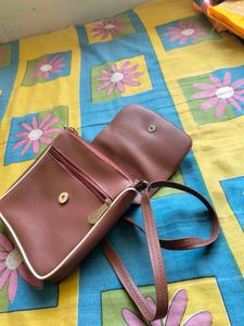 Brown Crossbody Bag with Charm