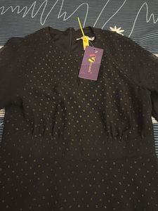 Elegant Black Swiss Dot Dress