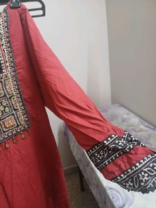 Embroidered Red Kurta