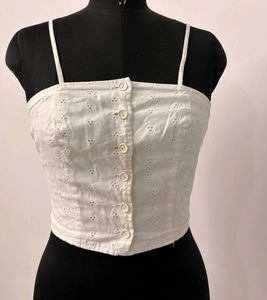 Chic White Broderie Crop Top