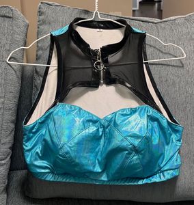 Metallic Cut-Out Padded Crop Top