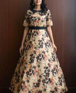 Floral Print Ethnic Gown