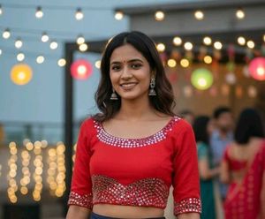 Red Mirror Work Blouse