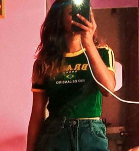 Brazil Jersey Looking Crop Top