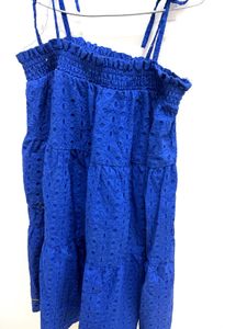 Blue Broderie Tiered Mini Dress