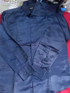 Men's Navy Blue Formal Shirt shine cloth