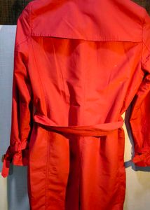 Coral Trench Coat with Belt