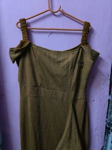 XXL size Elegant Mustard Ruffled Maxi Dress