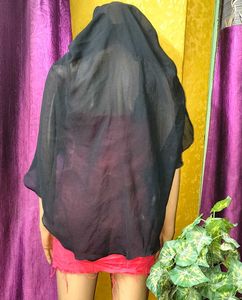 Elegant Black Sheer Naqab face piece double cover