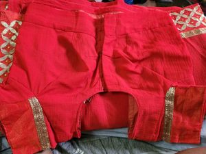 Red Saree with Gold Border