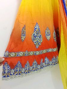Elegant Yellow &amp; Orange Anarkali