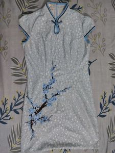 Light Blue Floral Embroidered Dress