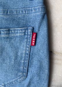 Light Blue Denim Fringe Mini Skirt