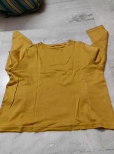 Only Stylish Mustard &amp; White Long Sleeve Top
