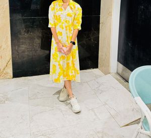 Yellow Floral Print Kurta