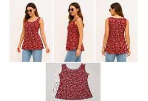 Red Floral Sleeveless Top_S