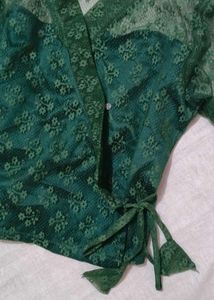 Sheer Lace Wrap Blouse