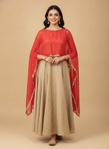 Elegant Red & Beige Ethnic Kurta Set