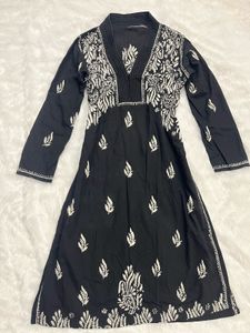Black Chikankari Kurta with beautiful neckline!