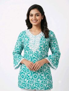 Beautiful Teal Floral Print Kurta
