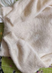 Beautiful White Turtle Neck Fur Sweater