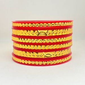 Red &amp; Gold Bangles (Set of 6)