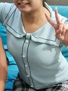 Light Blue Button-Up Knit Top(Korea style)