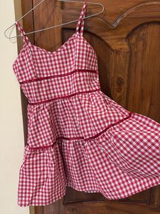 savana Red Gingham Tiered Summer Dress
