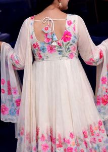 White Heavy Flare Floral Anarkali Set💖✨