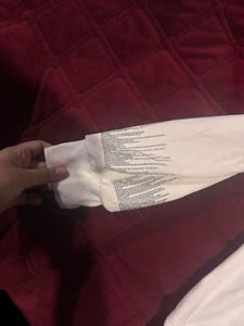 White Sequin Sleeve Sweatshirt