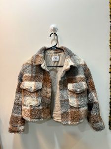Cozy Crop Plaid Fleece Jacket