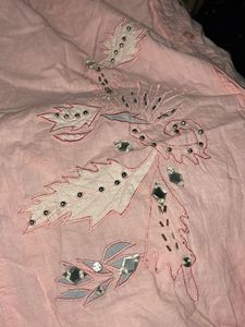 Pink Embroidered Collared Shirt