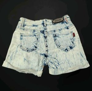 Distressed Acid Wash Denim Shorts