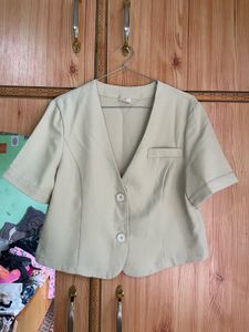 Light Beige V-Neck Short Sleeve top