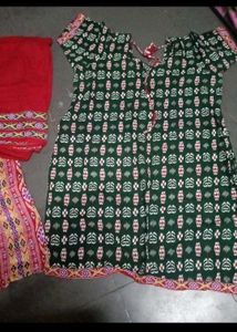 Elegant Green Kurta with Matching Bottom & Dupatta