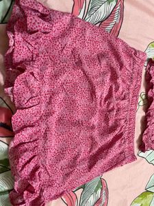 Cute Pink Ruffle Crop Top